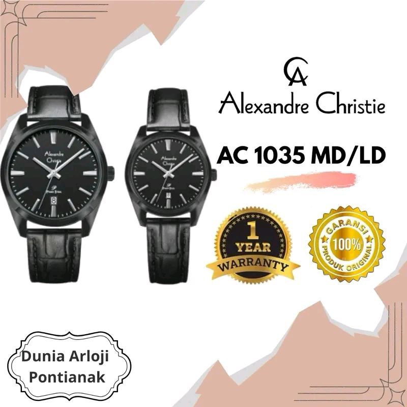 [dunia arloji pontianak] AC 1035 Jam Tangan Couple Kulit Alexandre Christie seri AC 1035 Wanita Quar