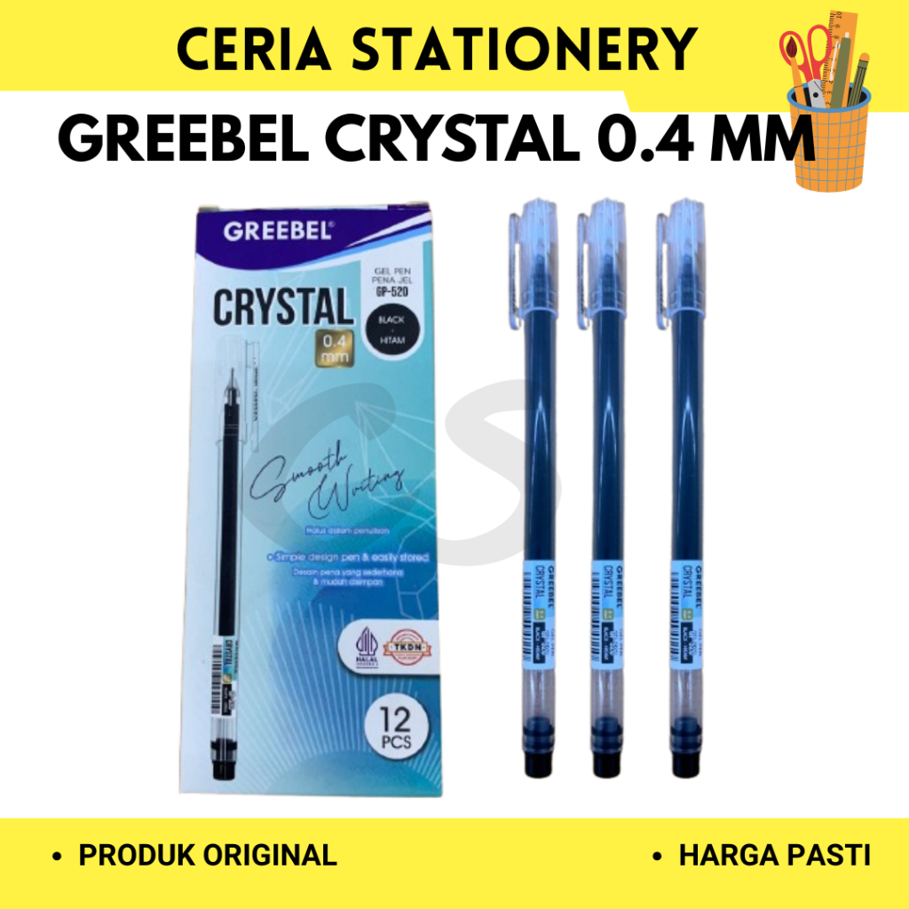 

Pulpen Gel Greebel Crystal 0.4 mm ( 1 Pak isi 12 Pulpen )