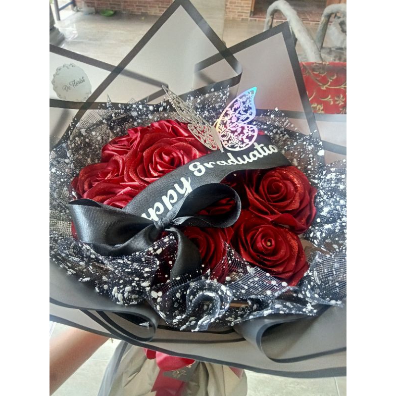 buket pita satin/buket mawar pita satin/buket pita satin 10 tangkai/buket murah