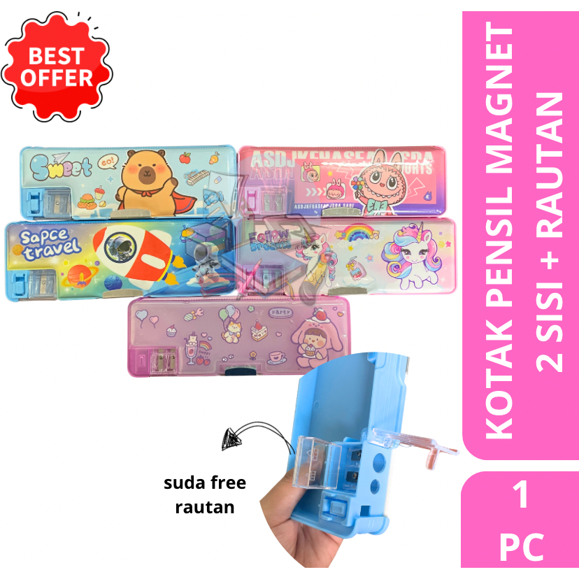 

[1 PC] Kotak Pensil Magnet 2 Sisi Free Rautan / Kotak Pensil Magnet Motif Cewe Cowo Karakter Murah
