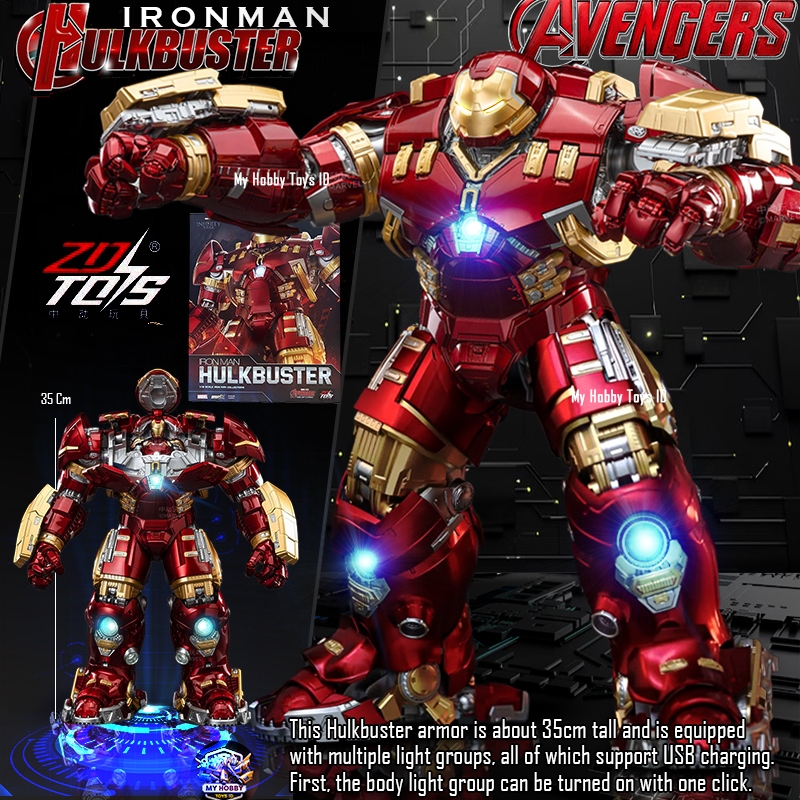 100% Original ZD Toys Hulkbuster Mark 44 With Ironman Mark 43 LED Big Size Figure Superhero Avengers