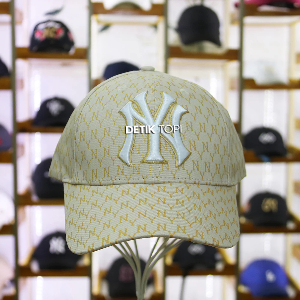 Topi NY Monogram Cream Krem Khaki MLB Baseball Premium Branded IMPORT
