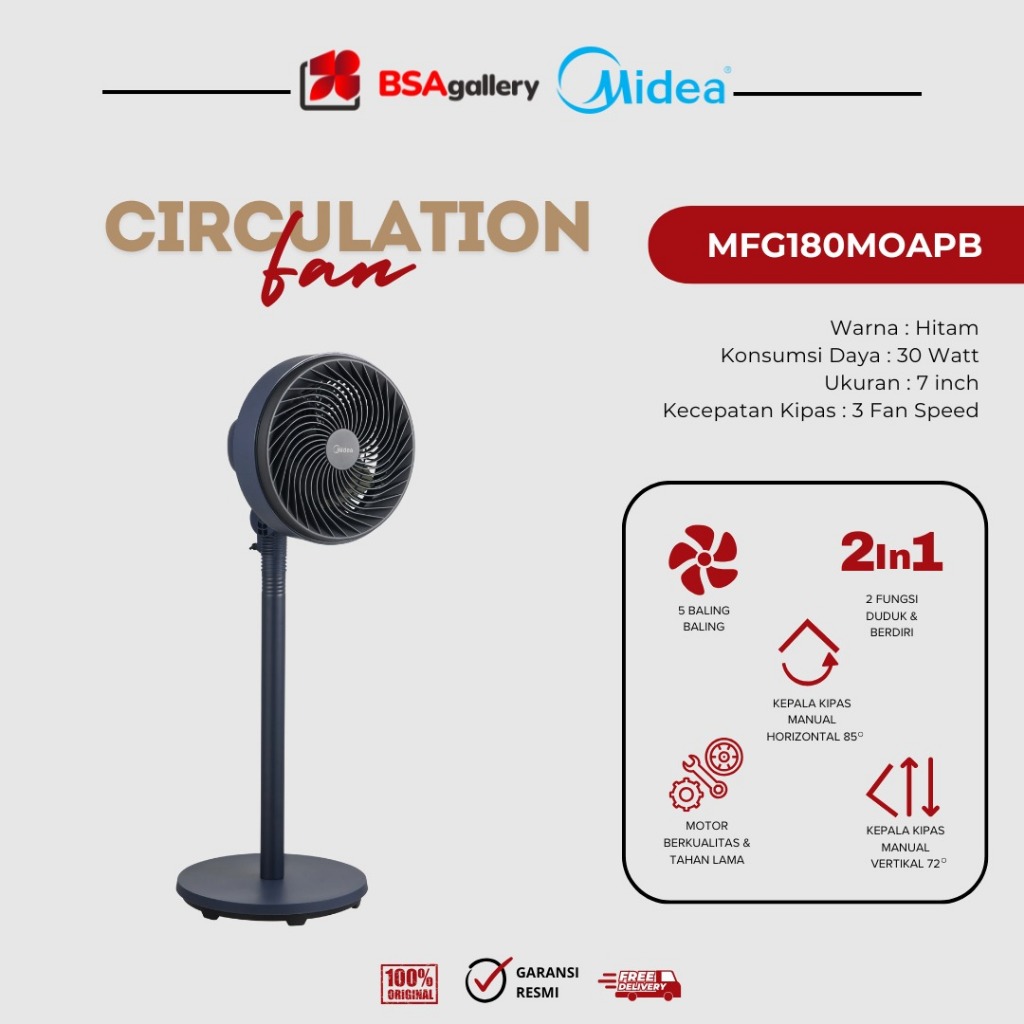 MIDEA Kipas Sirkulasi / Circulation Fan / Kipas Angin Midea MFG180M0APB