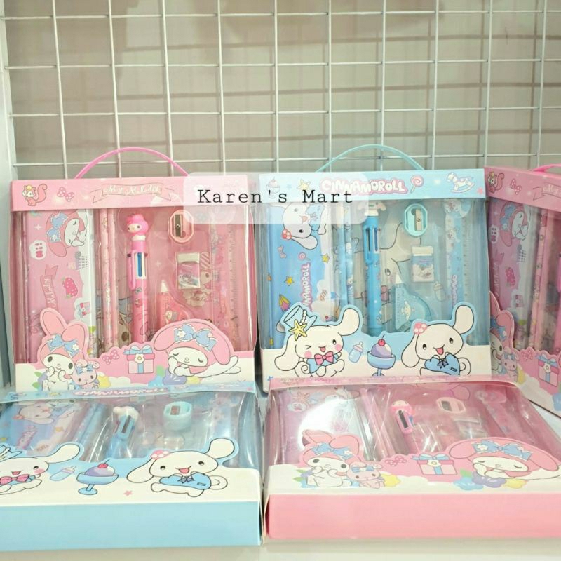 

KarensMart Pensil Set Sanrio Bolpoin Warna || Alat Tulis Set Sanrio Karakter Cinnamoroll My Melody || Setelan Alat Tulis Isi 8 Pcs