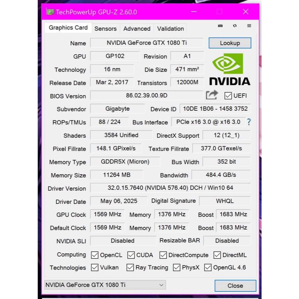 GPU Gigabyte Aorus GTX 1080 Ti