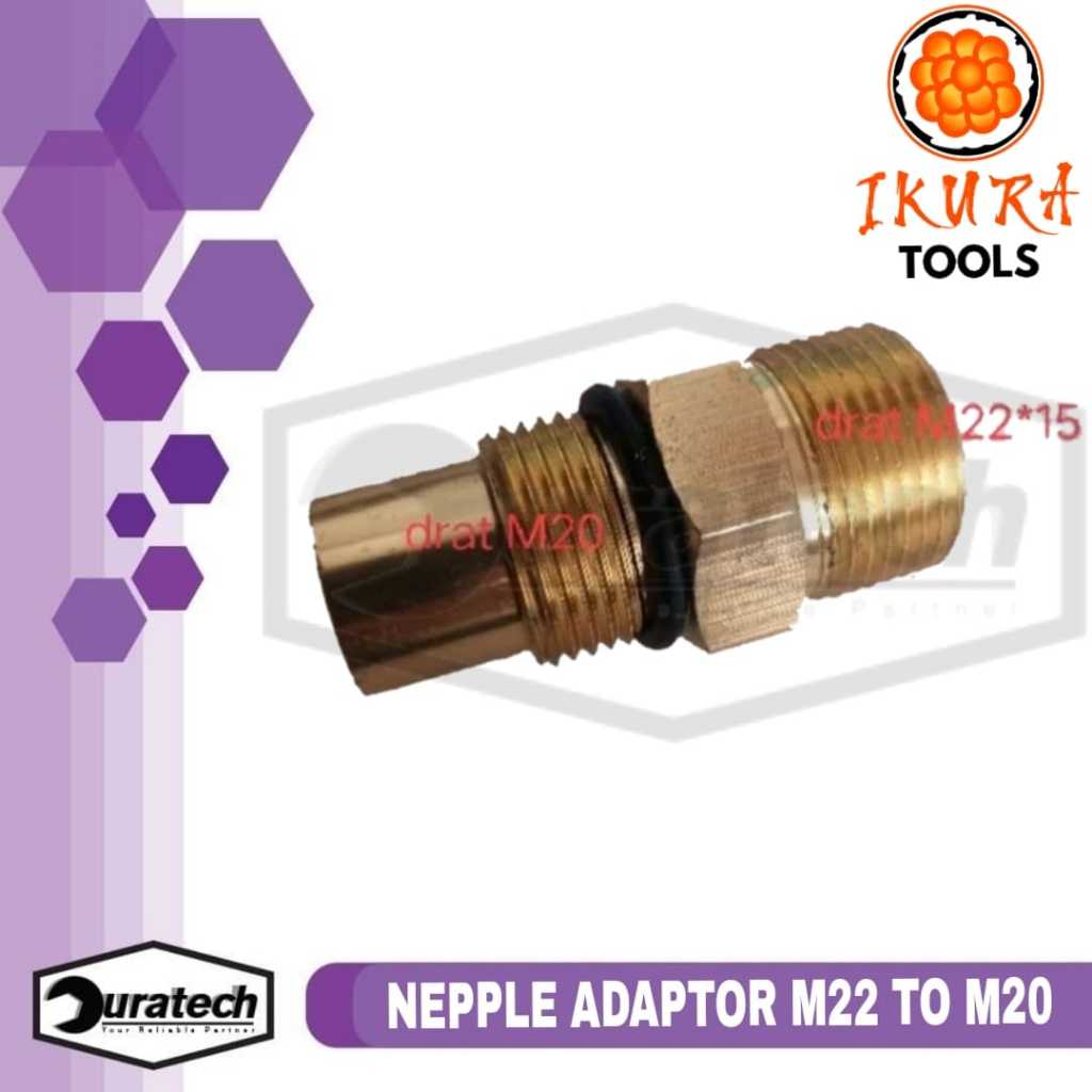 Ikura Tools Nepel Water Pump Jet Cleaner M20 Male To M22 Male - Sambungan Mesin Jet Cleaner Parts He