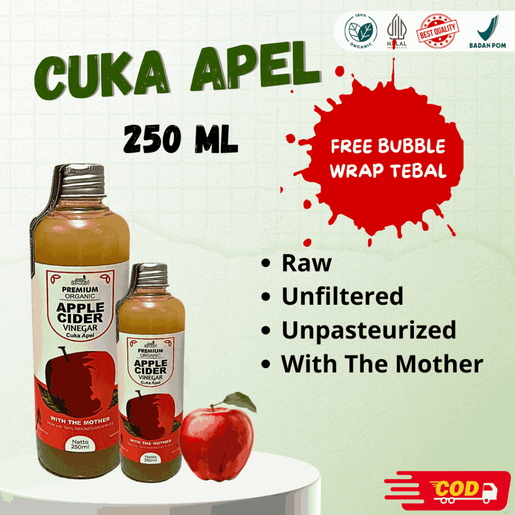 

Apple Cider Vinegar Cuka Apel Premium 250ml – Turunkan Berat Badan & Sehatkan Pencernaan