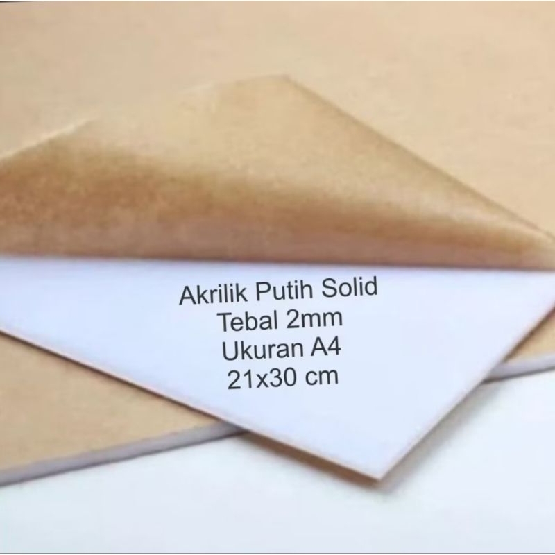 Lembaran Akrilik Putih susu Tebal 2mm Ukuran A4