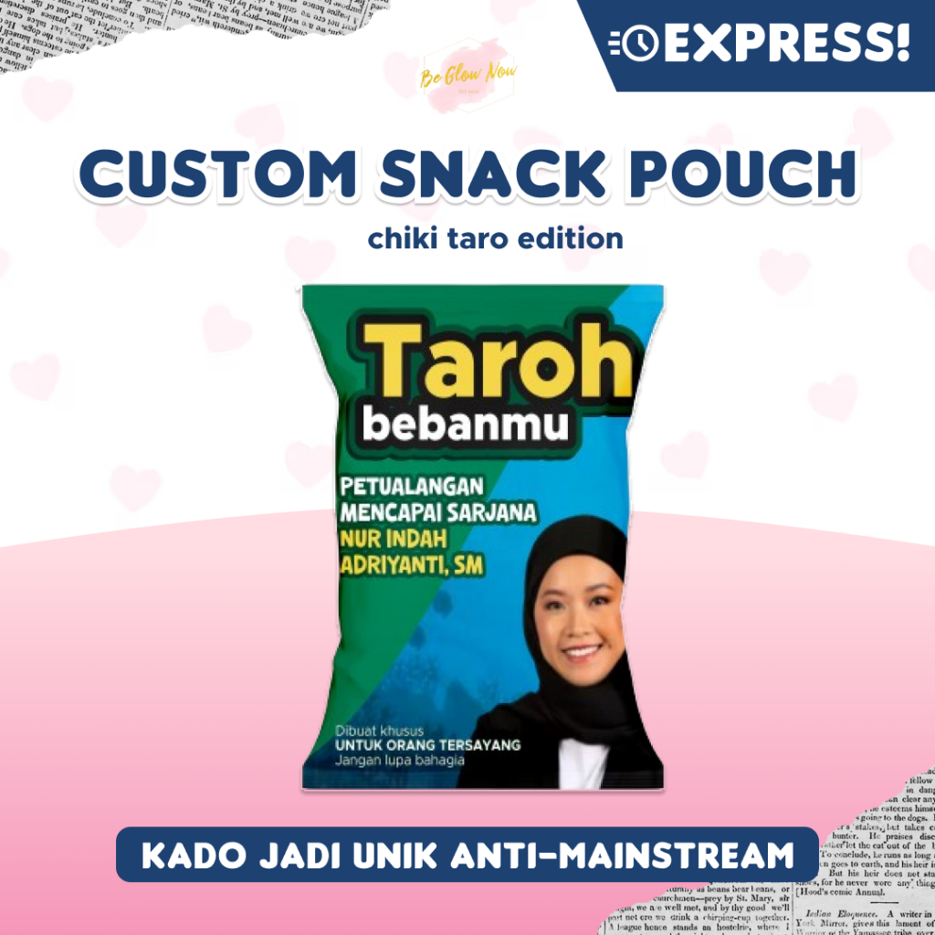 Snack Custom Foto Teks Bungkus Pouch Jumbo Edisi Taro Chiki