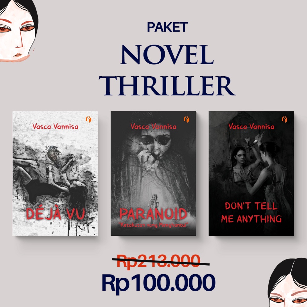 KODE Q18X Paket Novel Thriller  Vasca Vannisa  Paranoid  Deja vu  Dont Tell Me Novel  Indonesia
