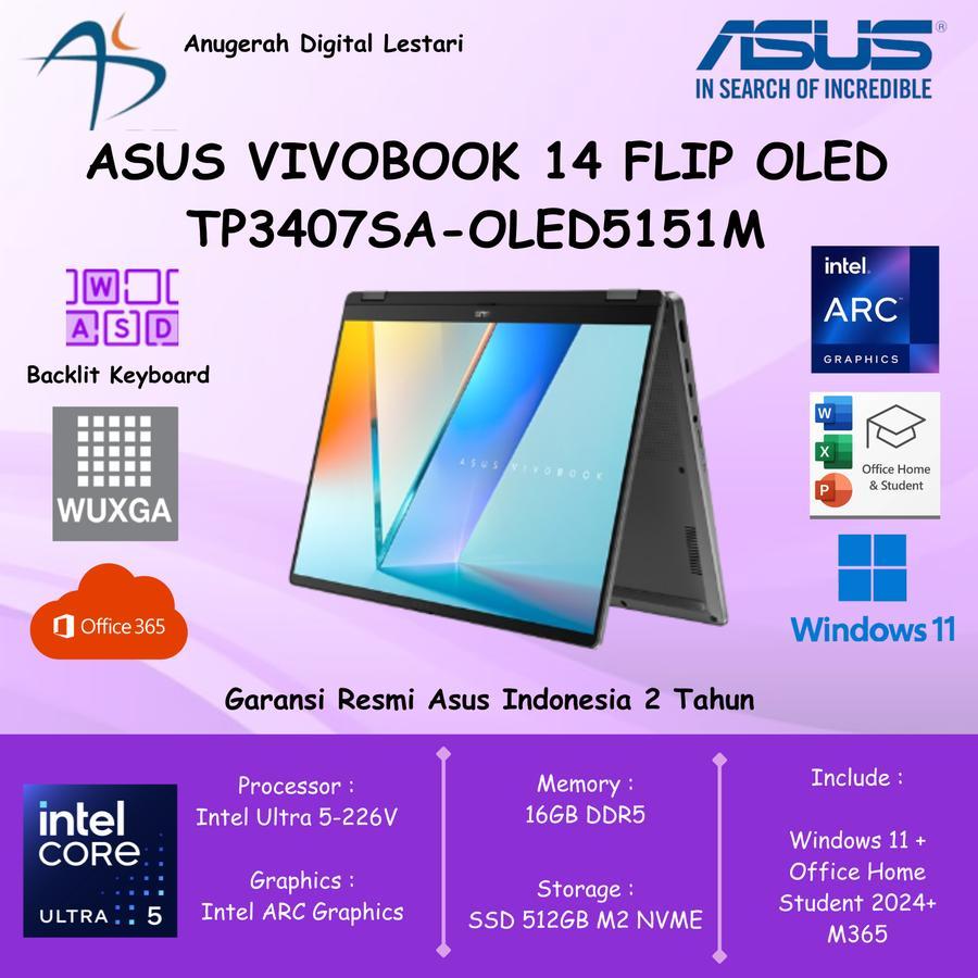 Asus Vivobook 14 Flip Oled TP3407SA-OLED5151M Ultra 5-226V 16/512GB 14"WUXGA OLED