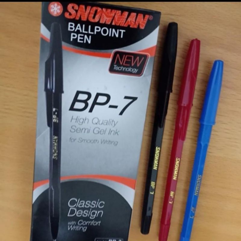 

pen snowman BP7 isi 12 pcs hitam.biru.merah - Hitam