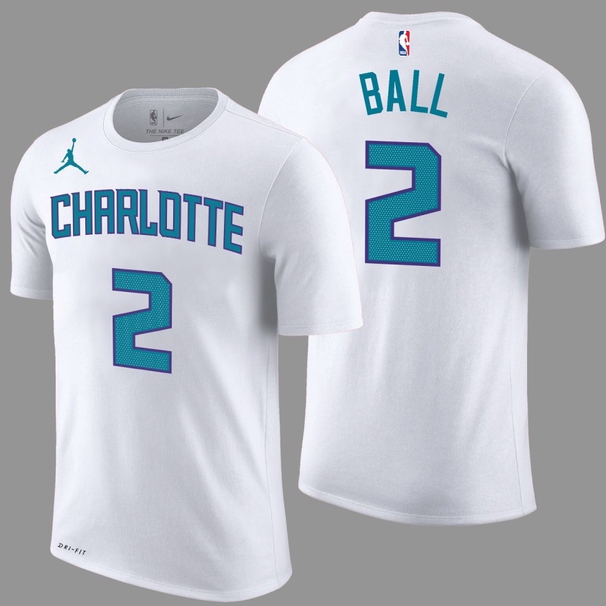 KODE D49Z KAOS BAJU TSHIRT NBA CHARLOTTE HORNETS 2 LAMELO BALL PUTIH  BAJU BASKET PRIA WANITA