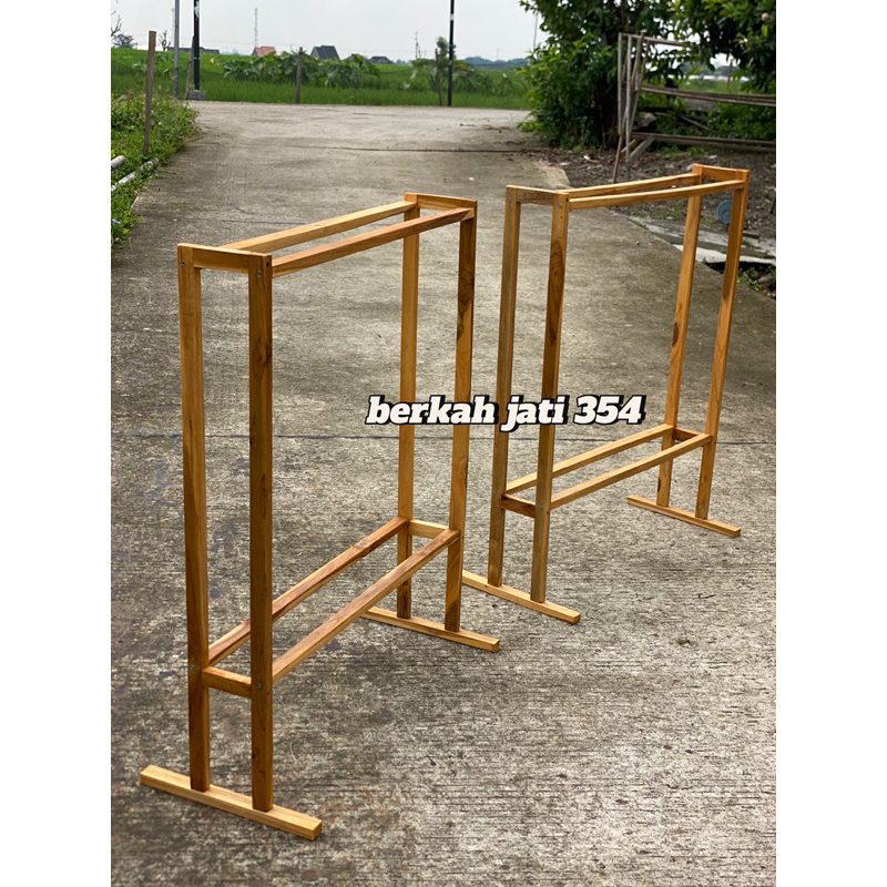 Rak buket rak buket bunga rak buket kayu jati estetik 2 susun