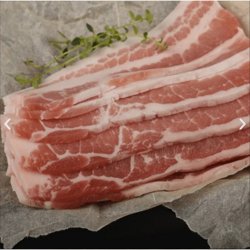 

DBU Pork Streaky Bacon 500 gr, irisan daging babi empuk dan lezat