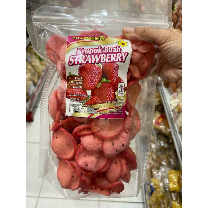 

Kerupuk Buah Rasa Strawberry Berat 100 Gram