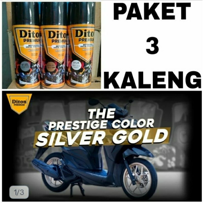 PAKET 3 KALENG Pilox cat semprot diton silver gold