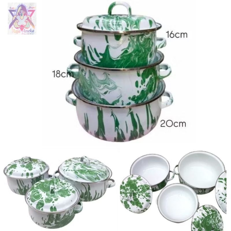 PANCI BLIRIK 3 PCS / PANCI SET ENAMEL BLIRIK MOTIF JADUL / PANCI BLURIK  3 SUSUN ENAMEL KUALITAS BAG