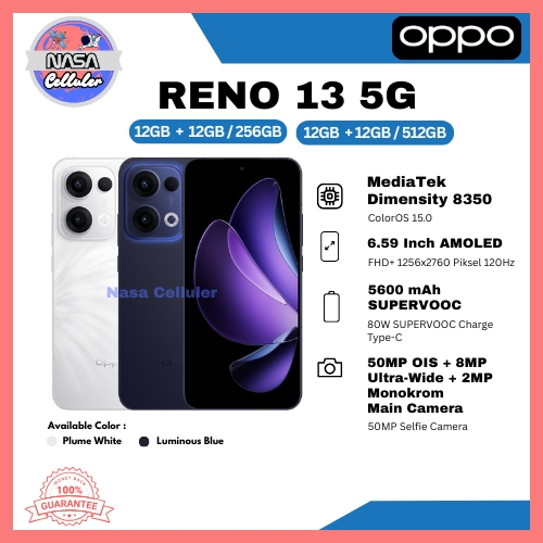 HP OPPO RENO 13 5G 12/512GB & RENO 13 5G 12/256GB (GARANSI RESMI OPPO)