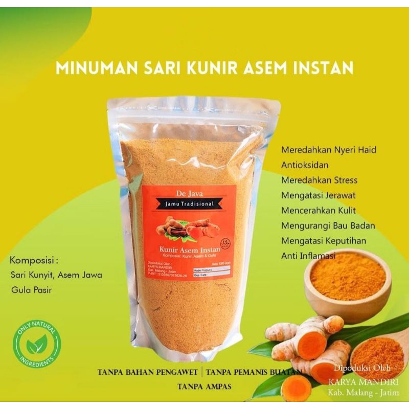 

Kunir Asem Instan Dejava Bubuk Kunyit Asam Tanpa Ampas 100gr Herbal