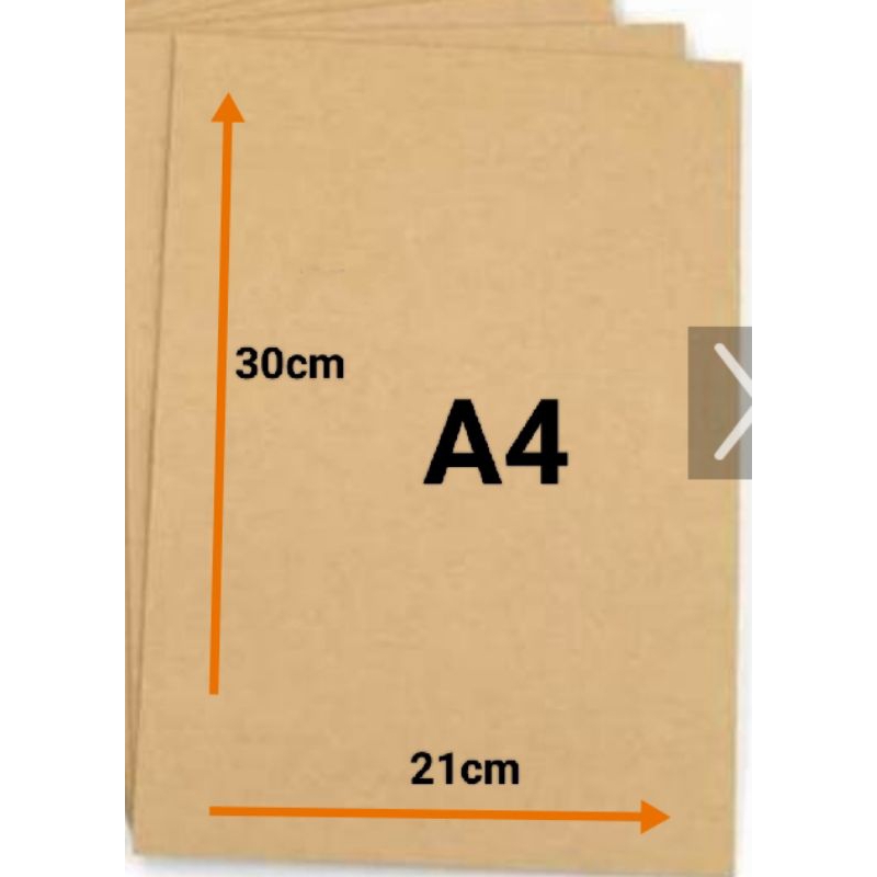 (±100 pcs) kertas Kraft ukuran 21cmx30cm ( A4 )125 gsm kertas coklat