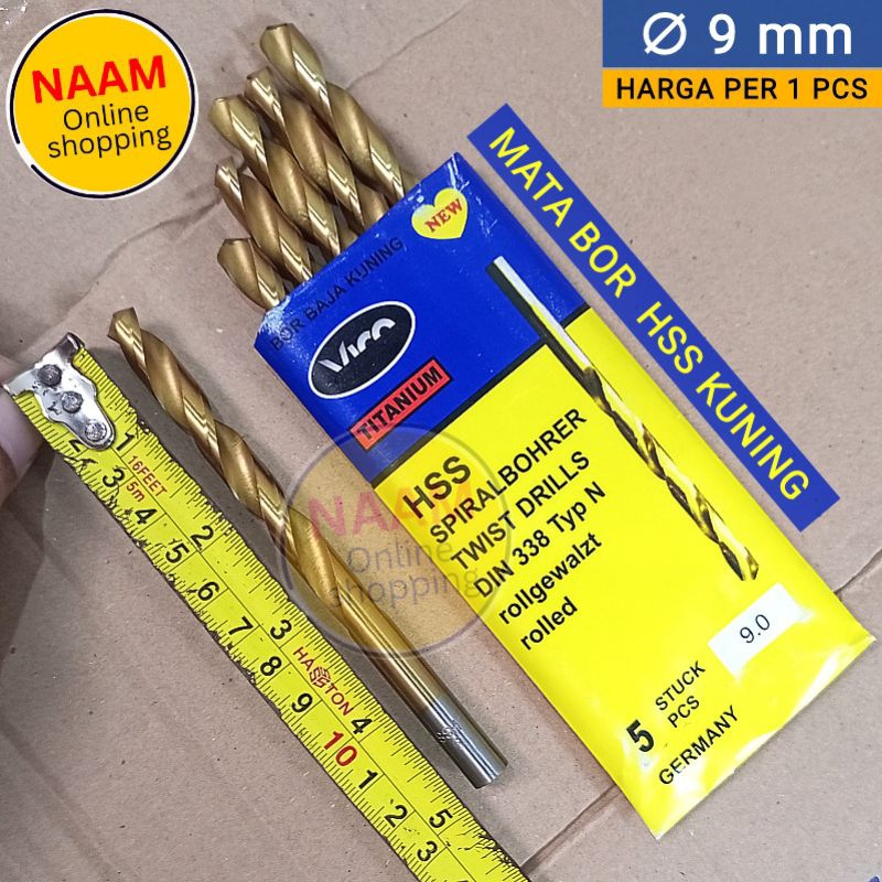 (9MM) MATA BOR HSS KUNING 9MM - MATA BOR BESI & KAYU - MATA BOR 9 MM