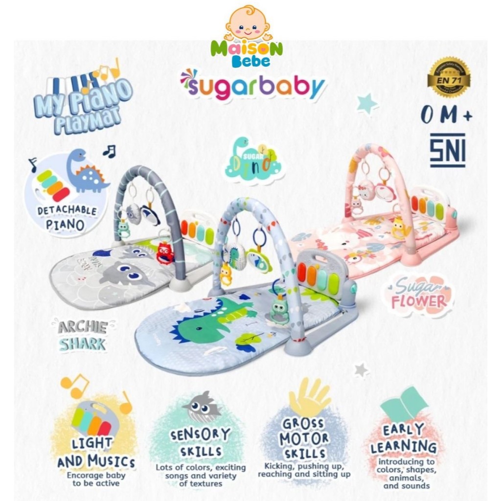 Sugar Baby My Piano Playmat Baby Gym / Mainan Play Gym Bayi Piano / Playmate Bayi Sugarbaby