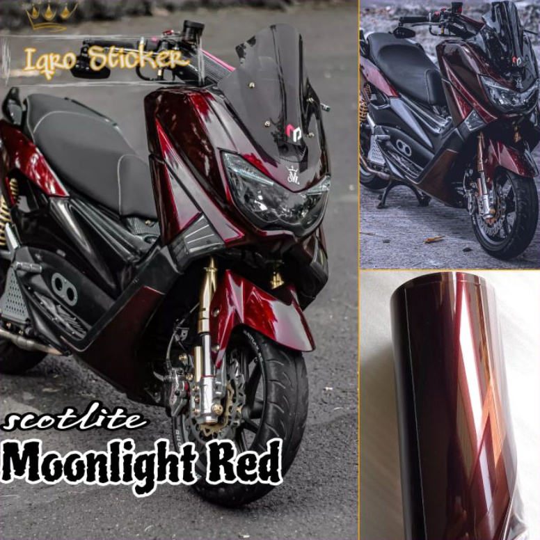 KODE W32T STICKER SCOTLITE HITAM LEMBAYUNG MERAH MOONLIGHT RED STIKER SKOTLET MOTOR MERAH LEMBAYUNG 