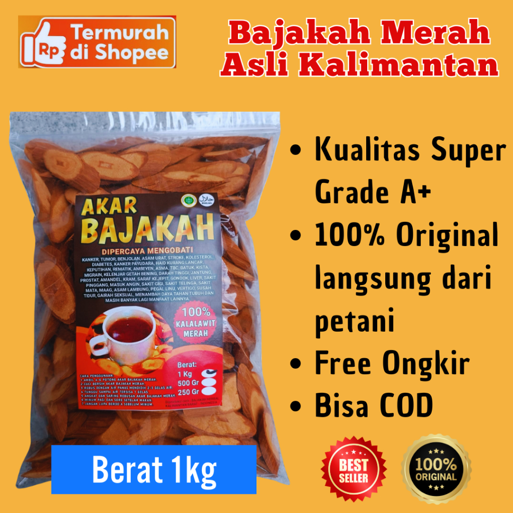 

[Termurah di Shopee] 100% Asli Akar Kayu Bajakah Kalalawit Merah Kalimantan Kualitas Super 1kg - Herbal Dayak Original Untuk Kanker, Tumor, Benjolan, Ambeien, Kista, Getah bening, Asam Lambung, Asam Urat, Maag Terlaris Best Seller