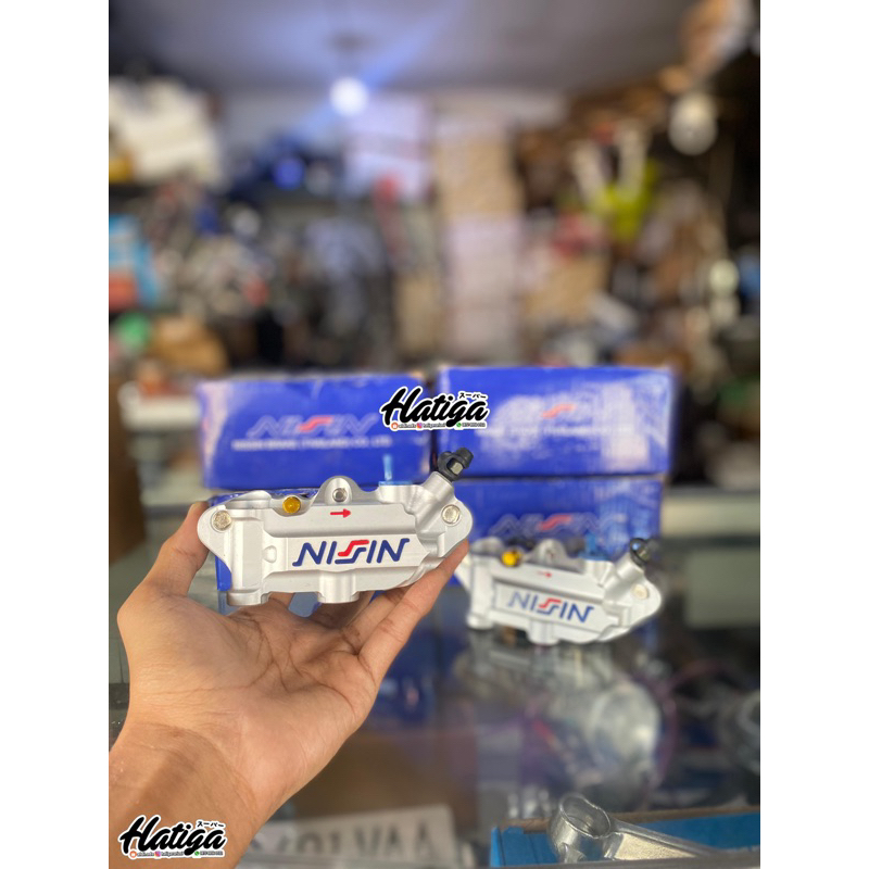KALIPER NISSIN 4 PISTON KALIPER CAKRAM NISSIN MONOBLOCK IMPORT CNC SILVER