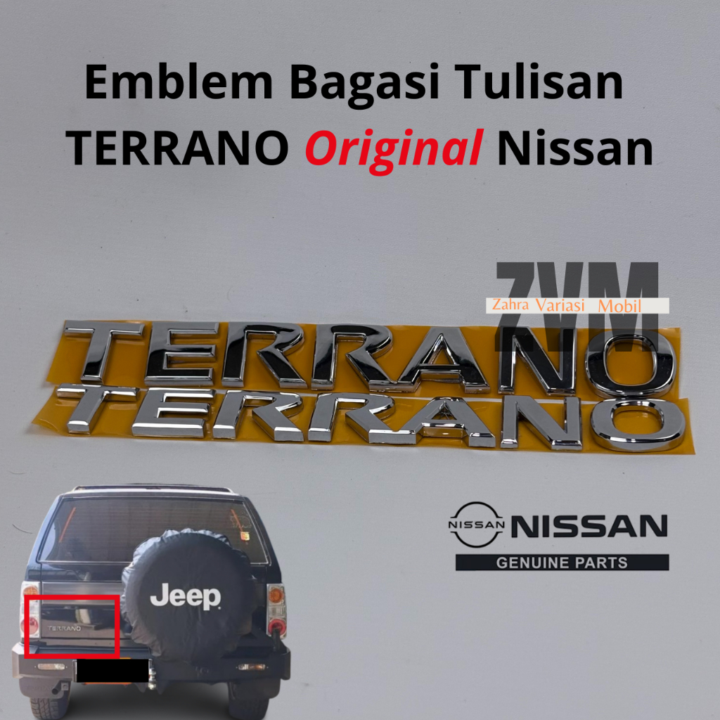 Emblem Bagasi Tulisan TERRANO Original NISSAN Chrome