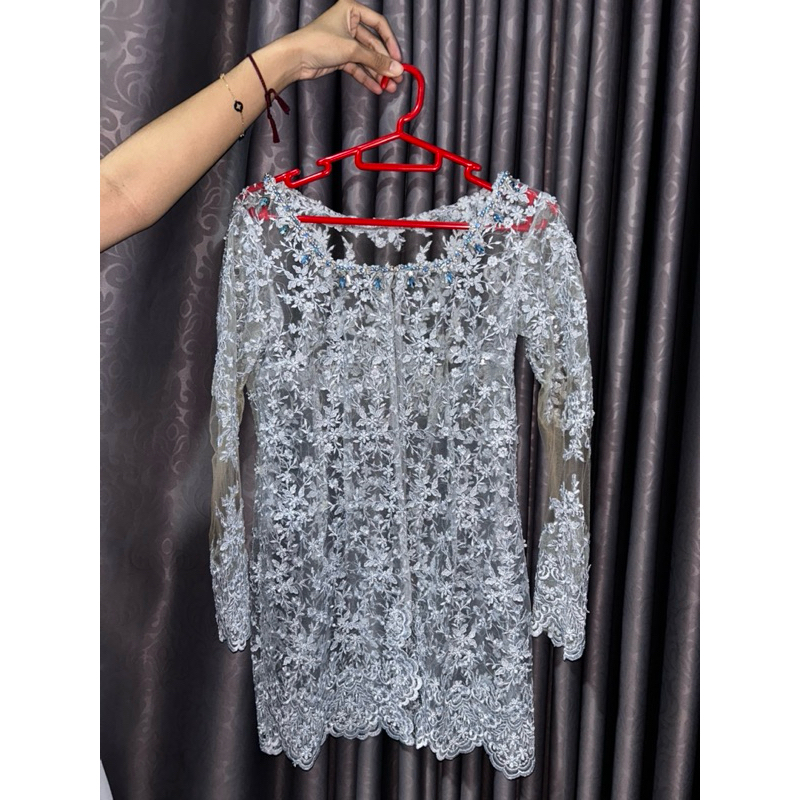 kebaya ice blue brokat payet
