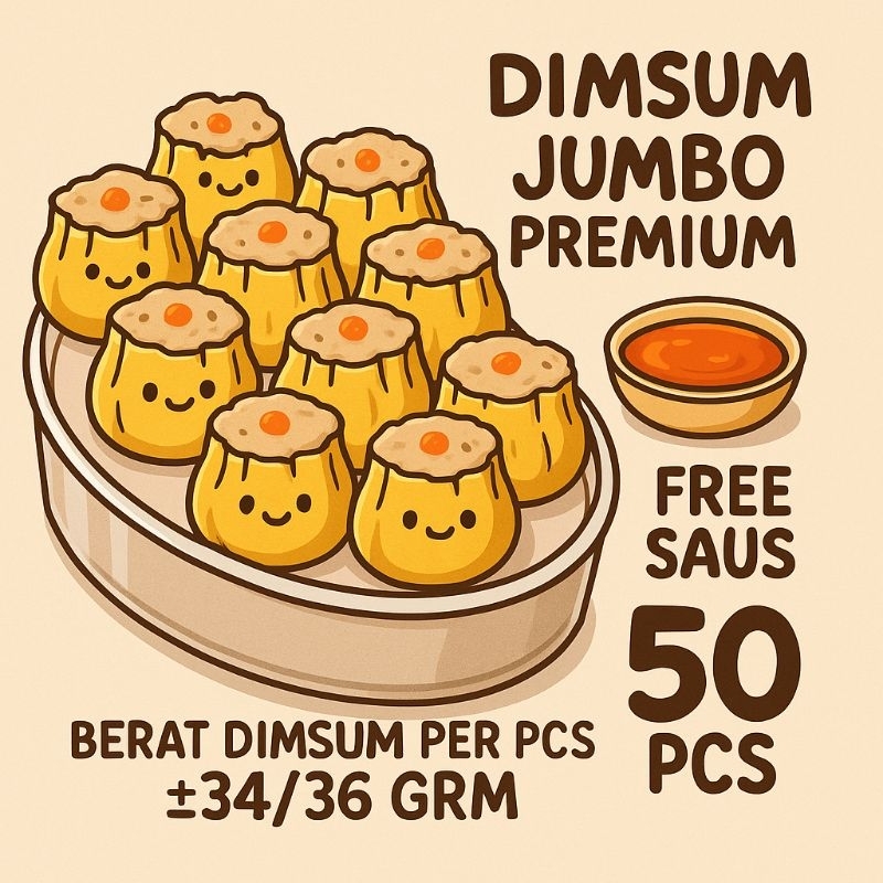 

Bukaka Dimsum Jumbo isi 50 pcs mix free Saus berat bersih (34/35 grm)