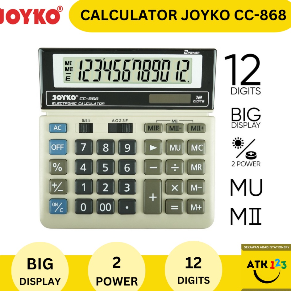 

Bisa Cod Calculator Kalkulator Joyko CC868 12 Digits Big Display