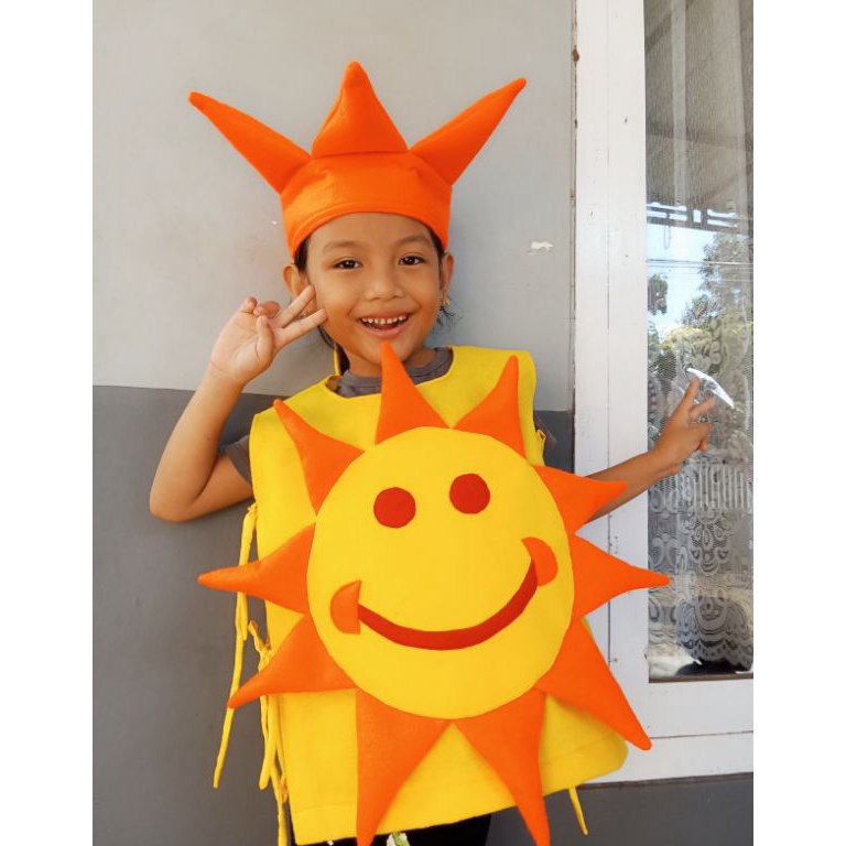 KODE W46D Kostum Matahari anak Dewasa free Topi  Pentas Seni Karnaval  acara Agustusan  17 Agustus