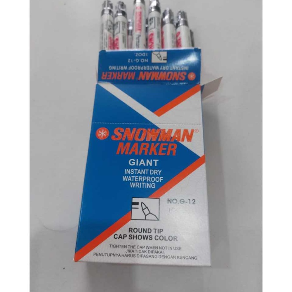

KODE D57E Spidol Snowman PERMANENT G12 Warna Hitam Isi 12pcs 1lusin