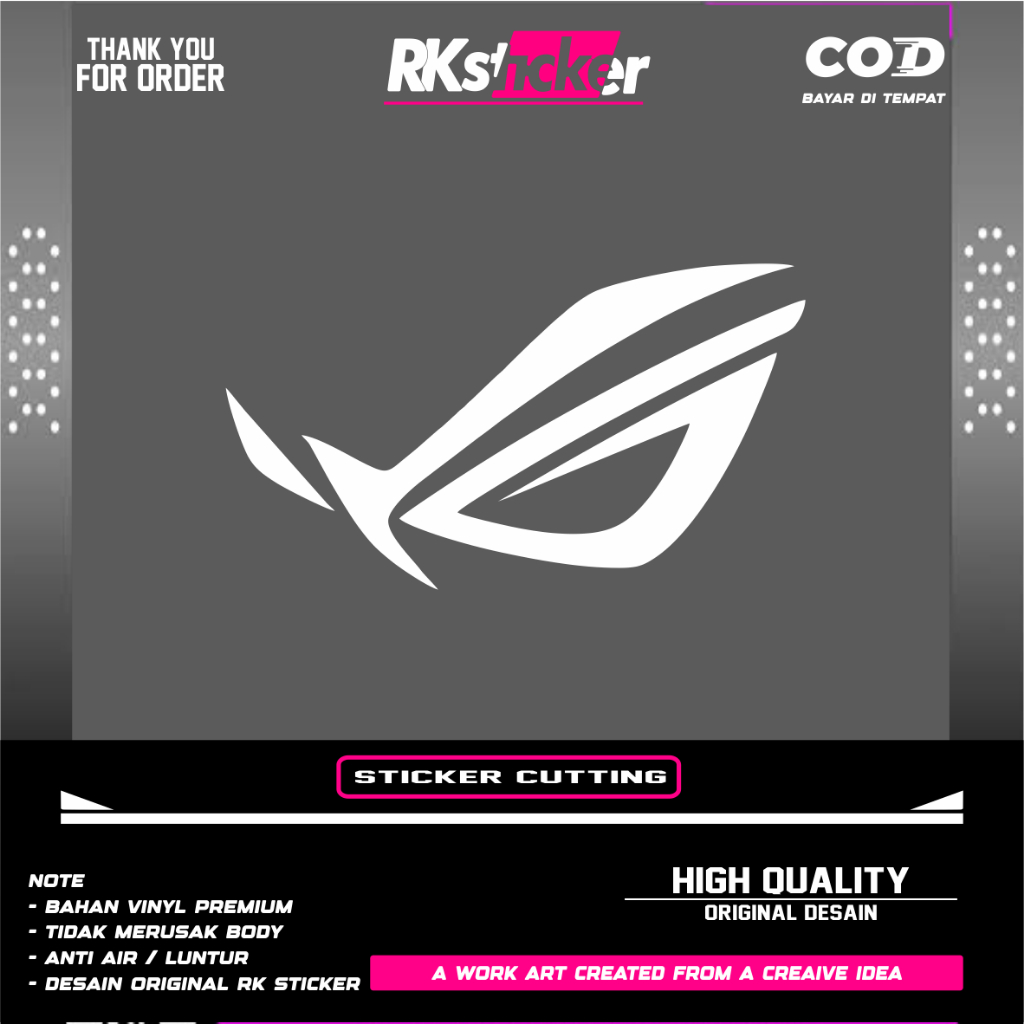 

Stiker logo ROG republic of gamers cuttting timbul