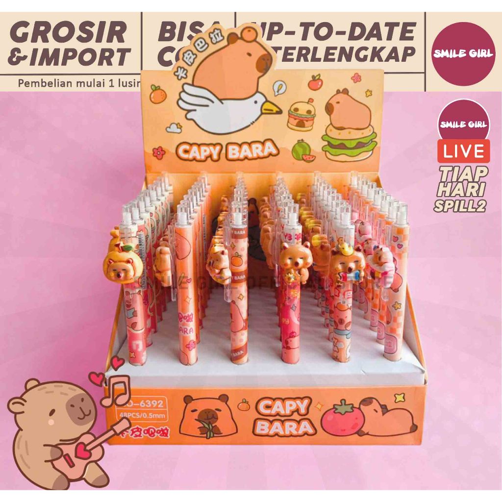 SG | PUSAT GROSIR | 48 PCS - Koleksi ATK Capybara Lucu Kelengkapan Alat Tulis Sekolah Anak