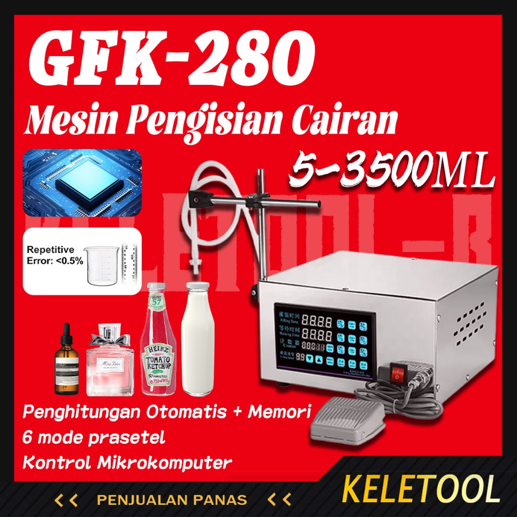 GFK-280 Mesin Pengisian Cairan Mesin Filling Liquid Otomatis Mesin Isi Cairan Kontrol Digital Mikrok