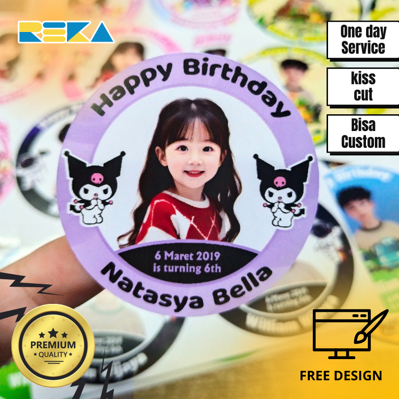 

3-4 Sticker Bulat Ulang Tahun Anak Stiker Ultah Free Design Template Birthday Chromo Murah