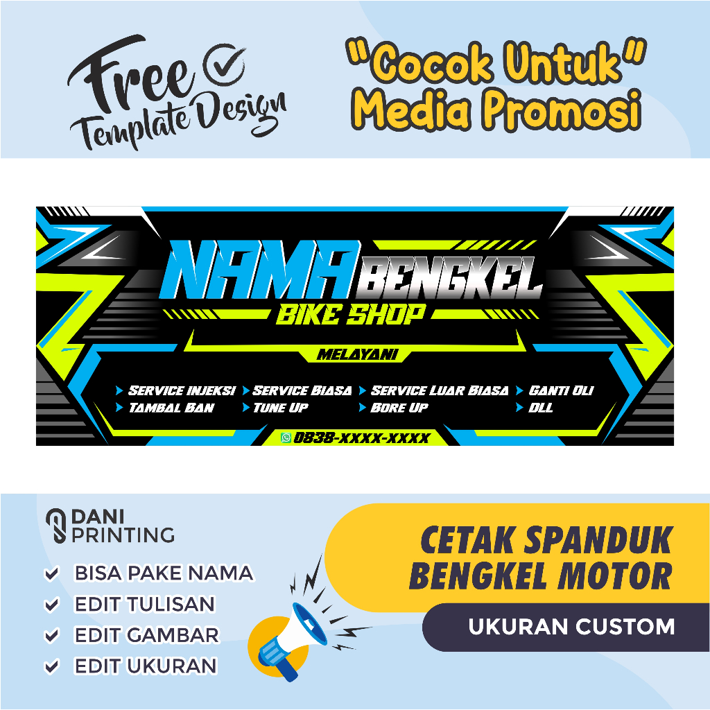 Banner Spanduk - Bengkel Motor / Bengkel Mobil - Custom Bisa Di Edit