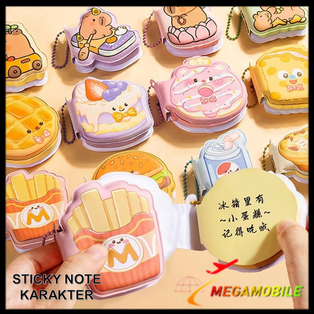 

MM -Sticky Note Karakter Lucu 80 Lembar Mini Sticky Notes Dengan Rantai Gantungan Bentuk Makanan Notebook Mini Dengan Bantalan Empuk Squishy Kecil