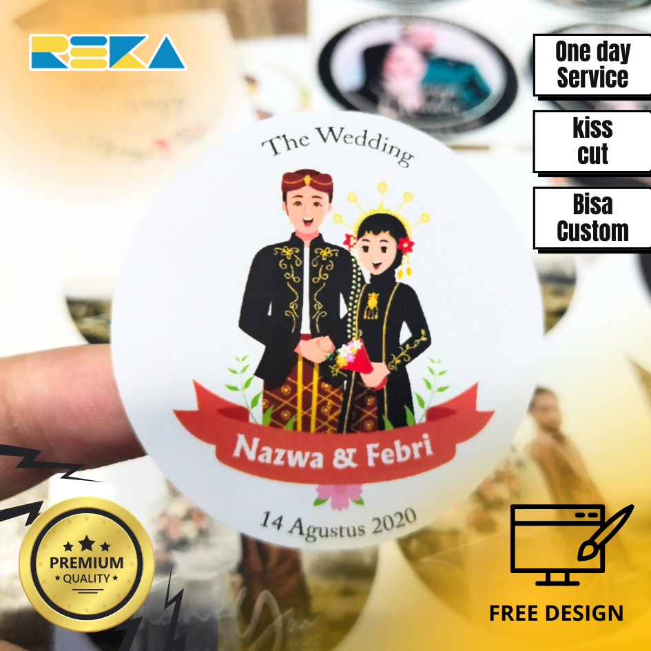 

3-4 Sticker Wedding Souvenir Stiker Pernikahan Custom Ucapan Nikah Nikahan