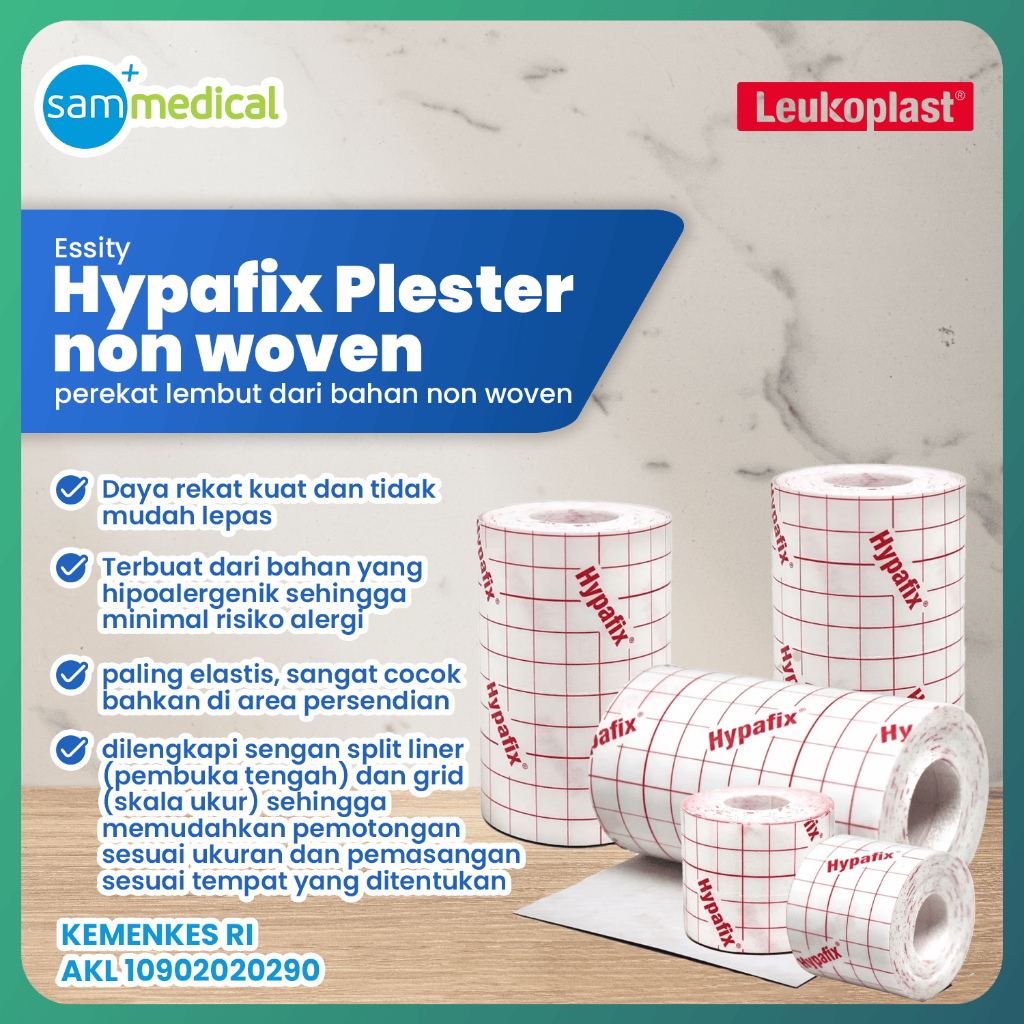Hypafix Plester Elastis 5cm x 5m / plester luka/ penutup luka/non woven polyster  / perban/ plester 