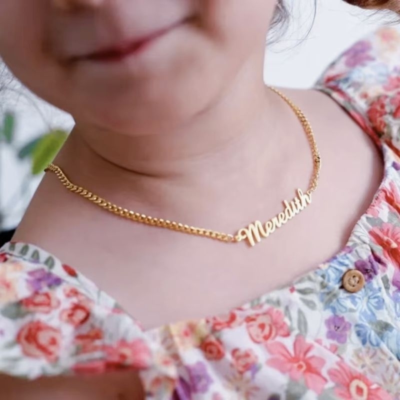 Kalung nama Emas (( Free Custome Nama )) Lapis emas Kalung titanium