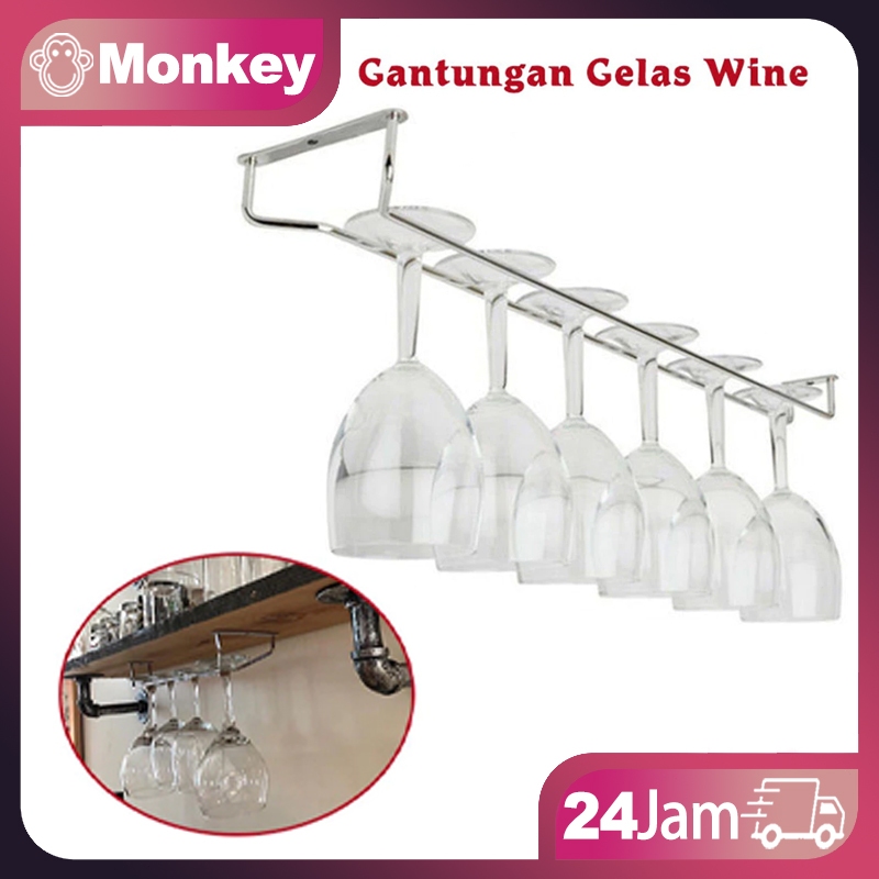 Gantungan Gelas Mini Bar 1baris Rak Gelas Gantung Gantungan Gelas Untuk Bar Dan Dapur Wine