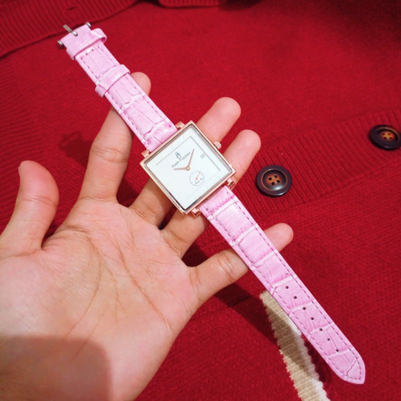 SALE ~ JAM TANGAN WANITA KOTAK PREMIUM CRONO AKTIF TALI KULIT