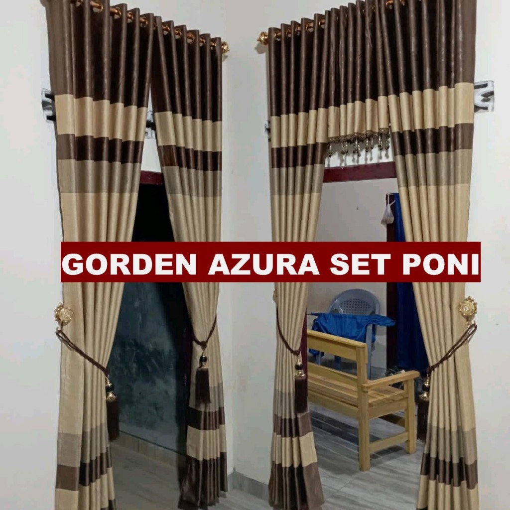 Gorden Set Polos Kombinasi (2 Gorden + 1 Poni) Pintu dan Jendela