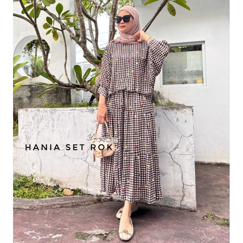 Hania One Set Rayon Viscose Baju Wanita Atasan Ventuk Vatwing  Kerah Shanghai Full Kancing Premium