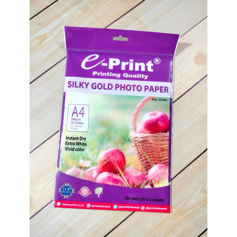 

GROSIR KERTAS FOTO E-PRINT SILKY GOLD PHOTO PAPER A4 260 gsm